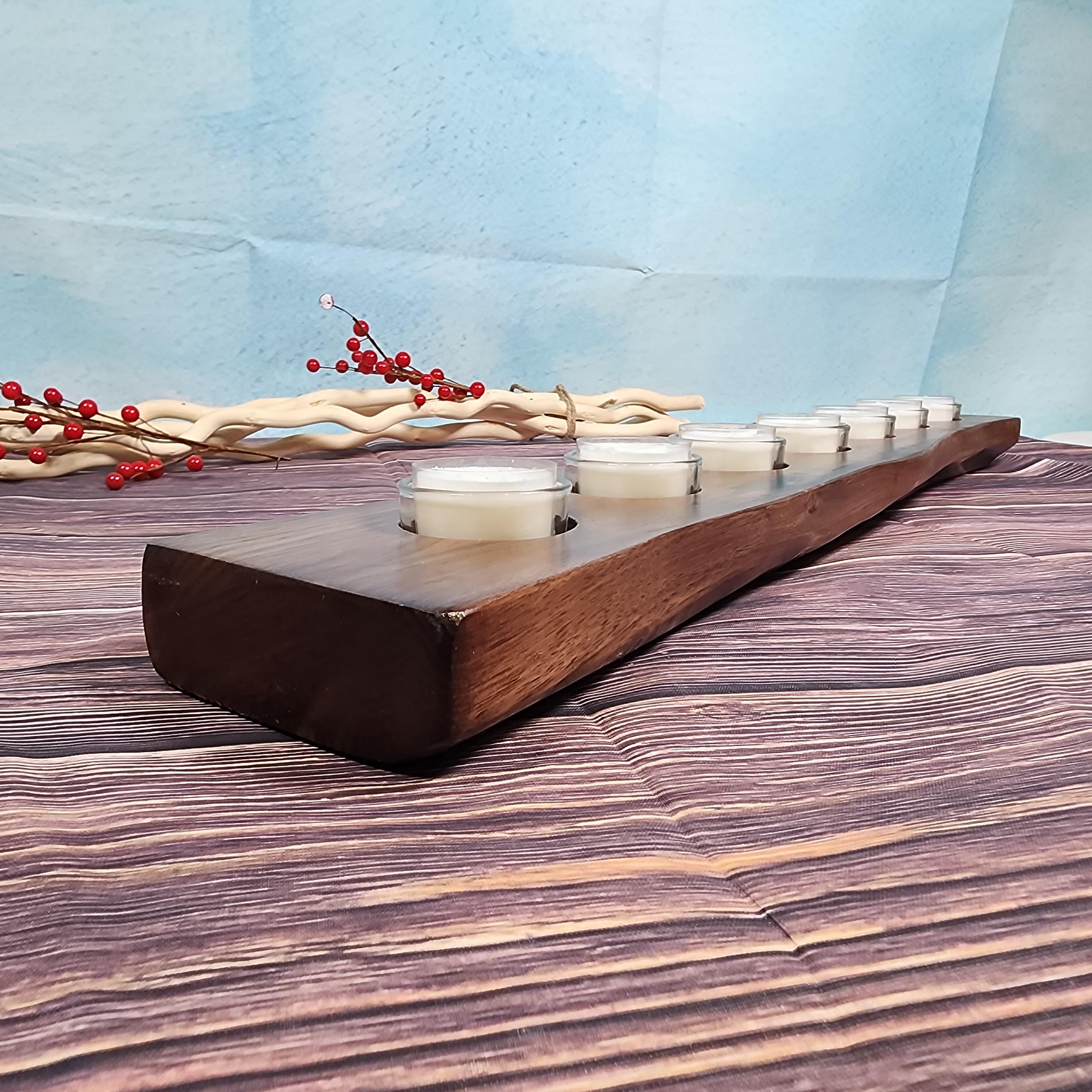 Large Live Edge Walnut Tealight Candle Holder Centerpiece