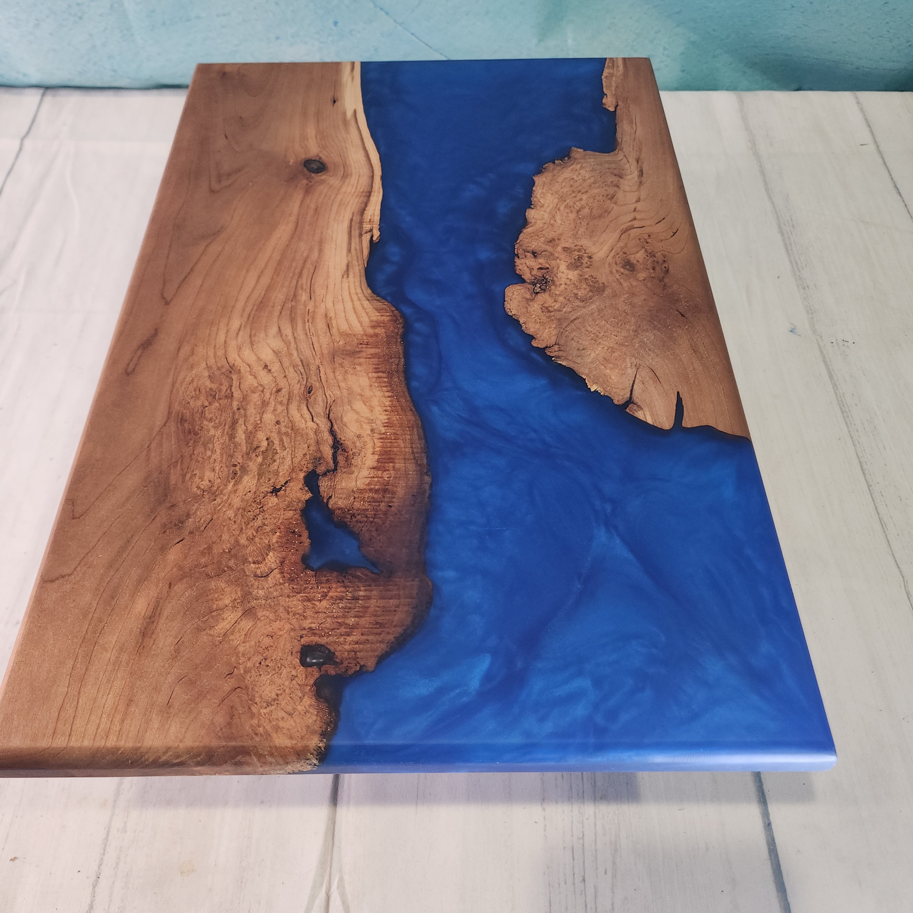 Live Edge Black Walnut/Blue Epoxy Board - 1