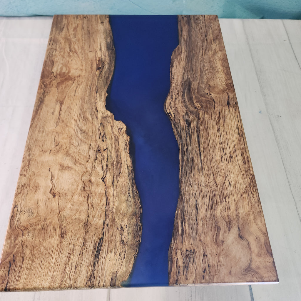 Live Edge Spalted Maple/Blue Epoxy - 1