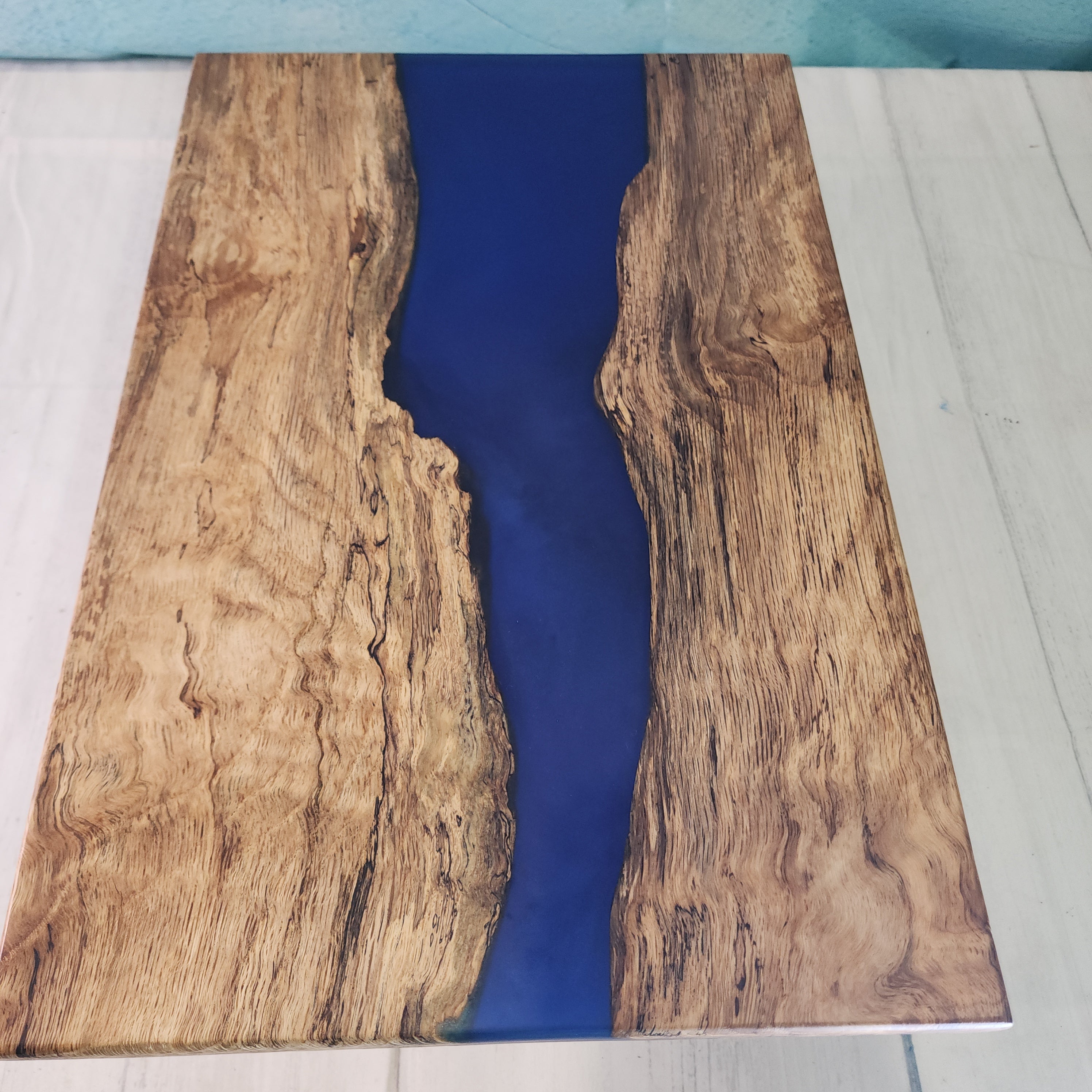 Live Edge Spalted Maple/Blue Epoxy - 1