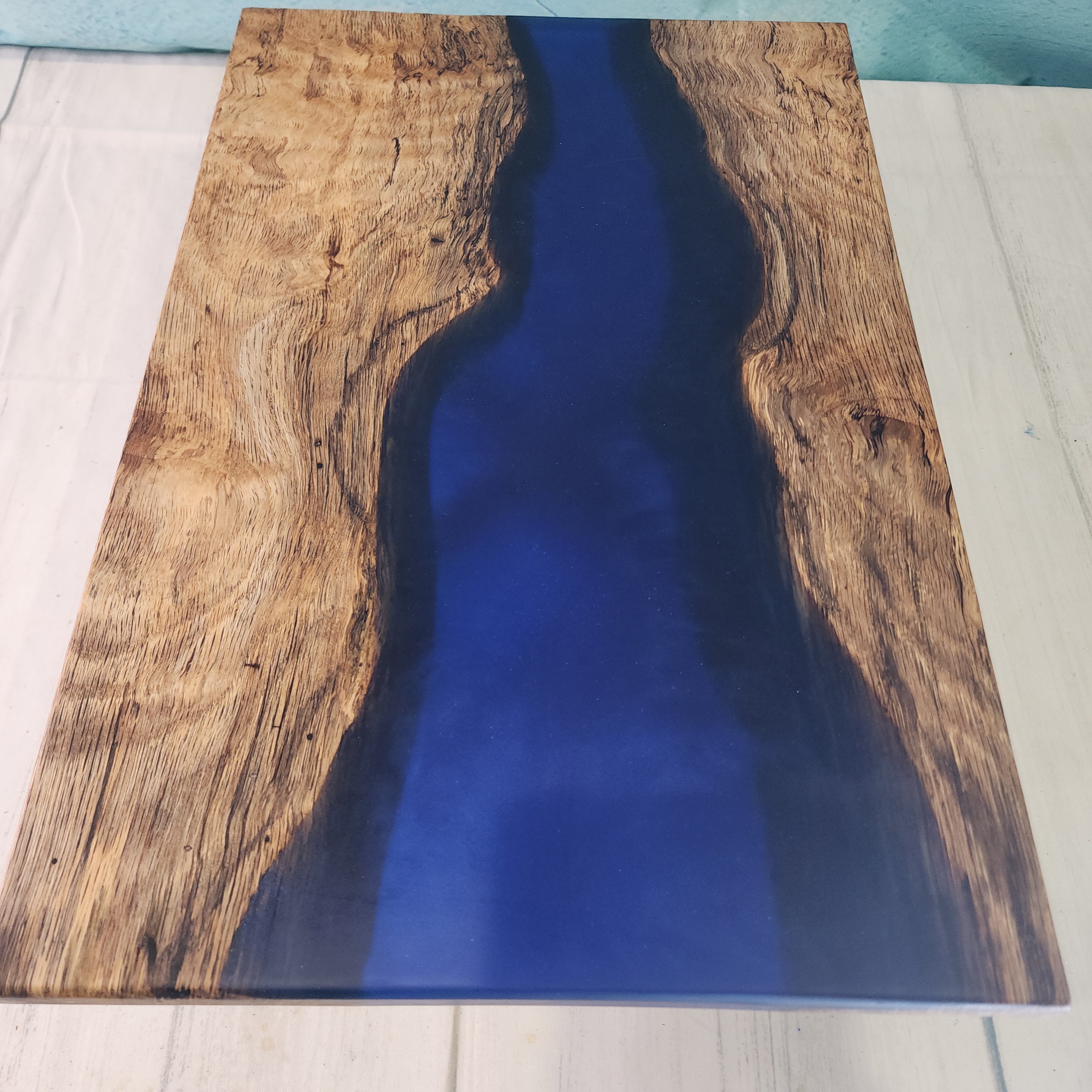 Live Edge Spalted Maple/Blue Epoxy - 1