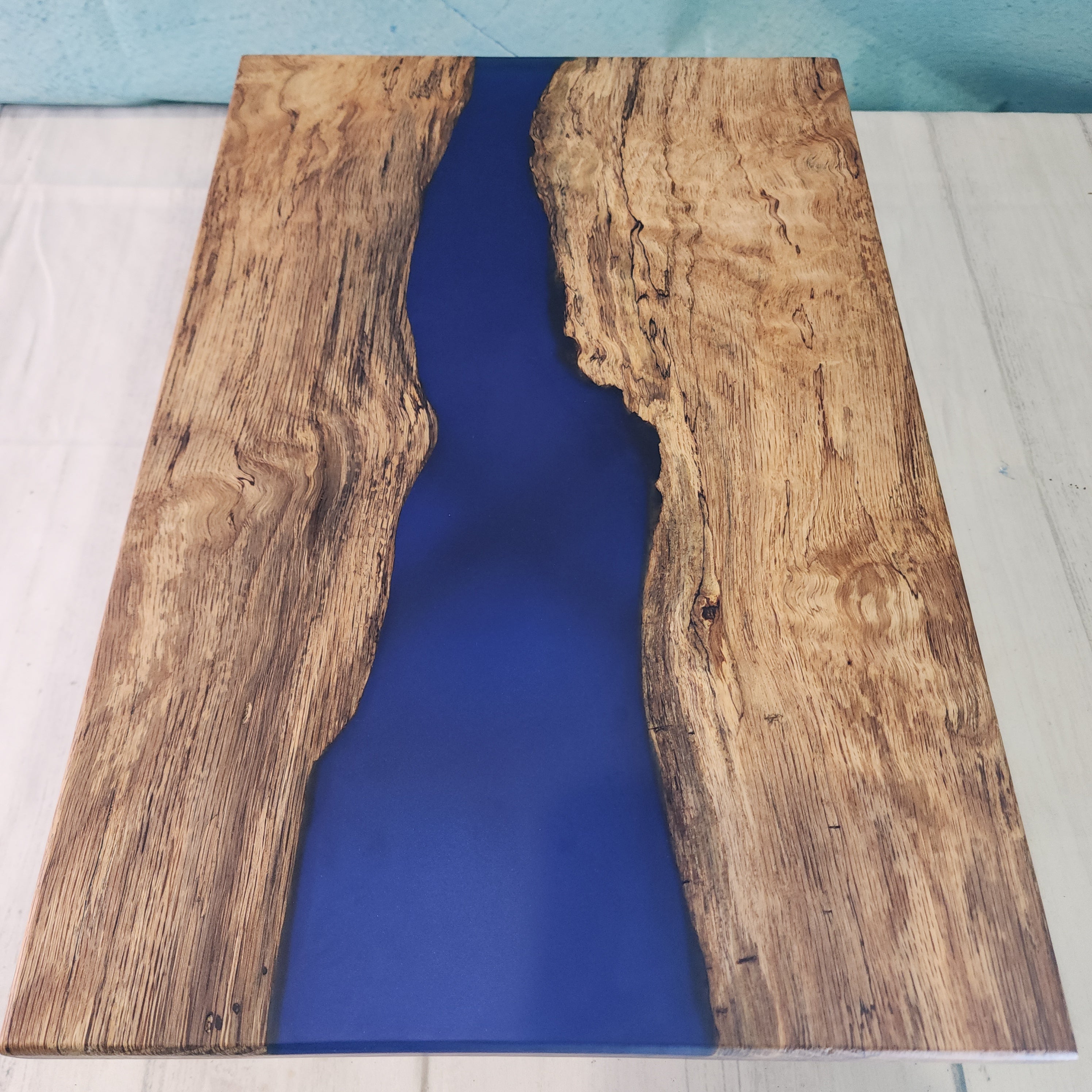Live Edge Spalted Maple/Blue Epoxy - 1