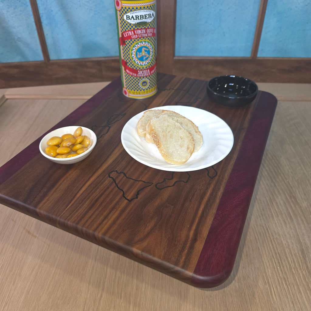 Charcuterie with Italy Inlay - Black Walnut / Purpleheart