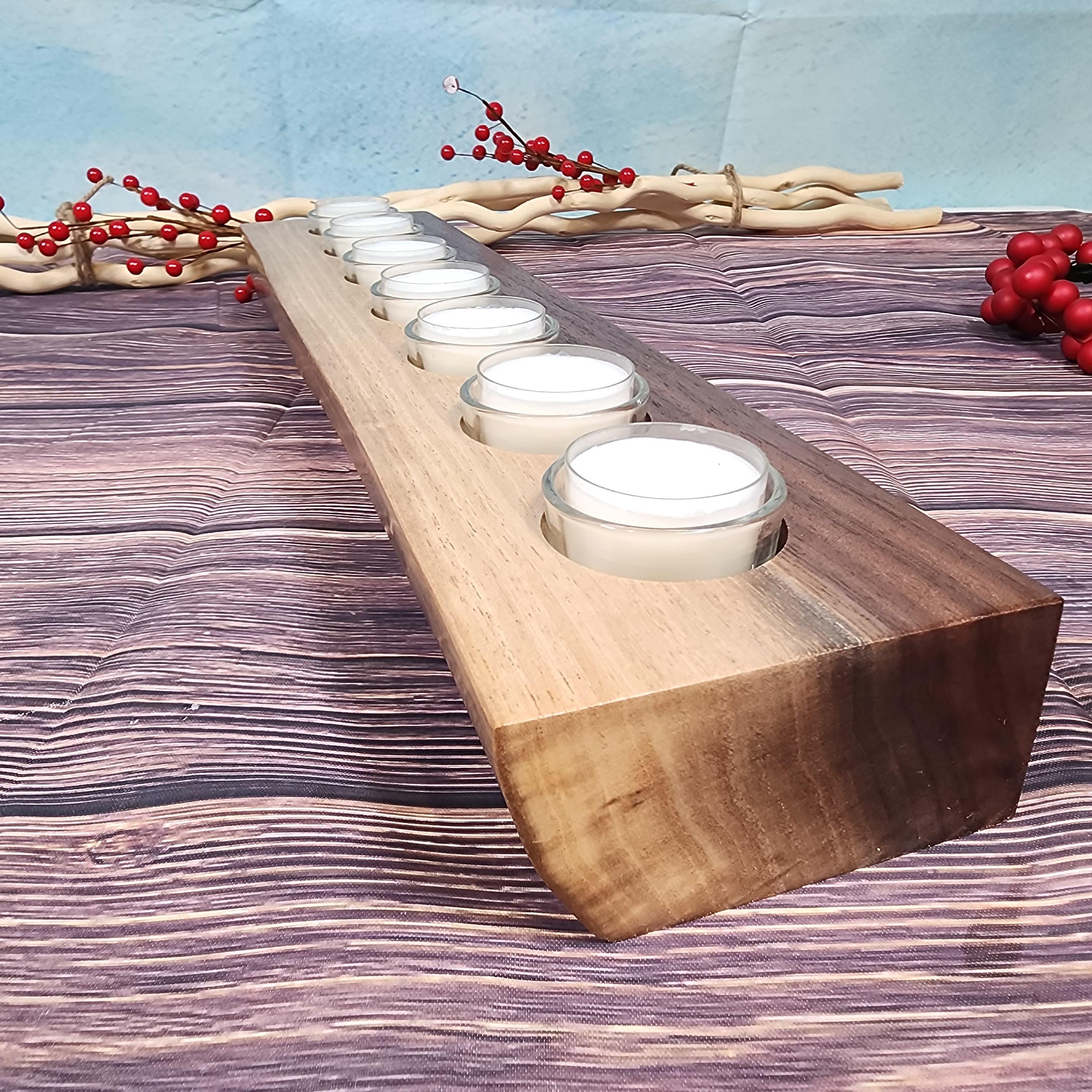 Live Edge Walnut Candle Holder Centerpiece - Large 7 Candles
