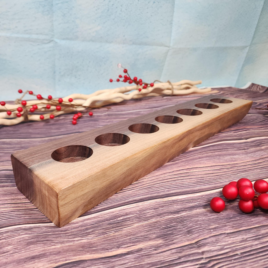 Live Edge Walnut Candle Holder Centerpiece - Large 7 Candles