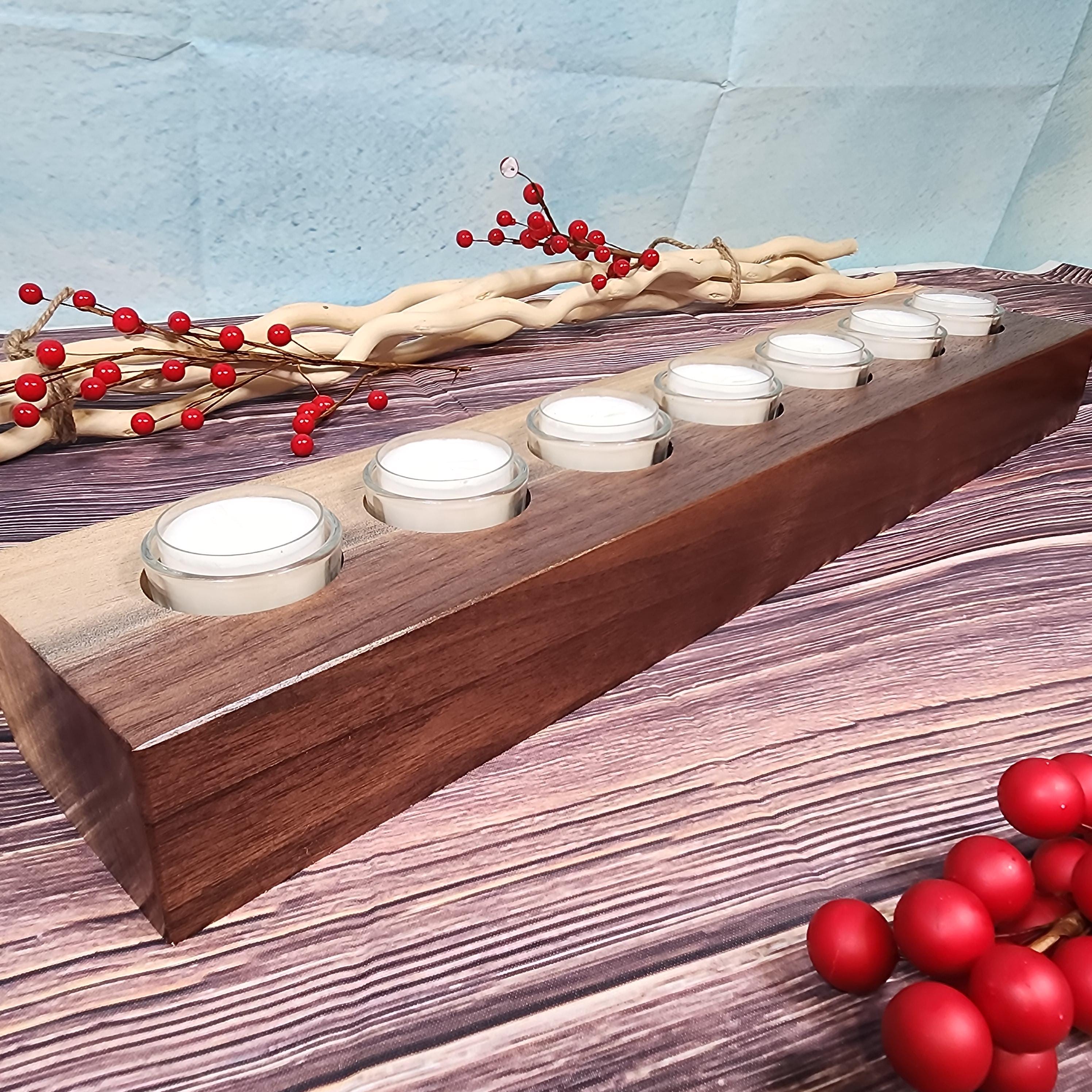 Live Edge Walnut Candle Holder Centerpiece - Large 7 Candles