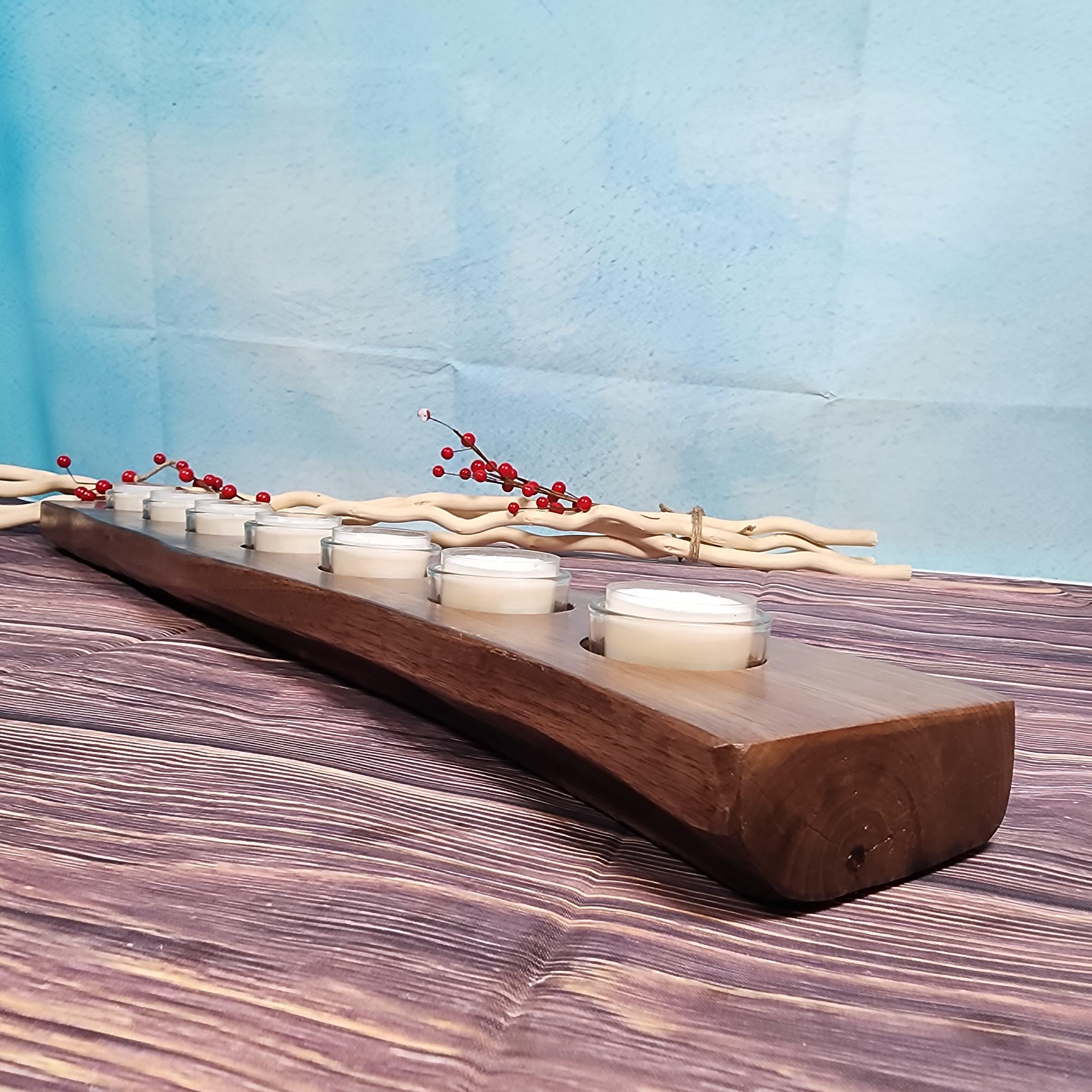 Large Live Edge Walnut Tealight Candle Holder Centerpiece