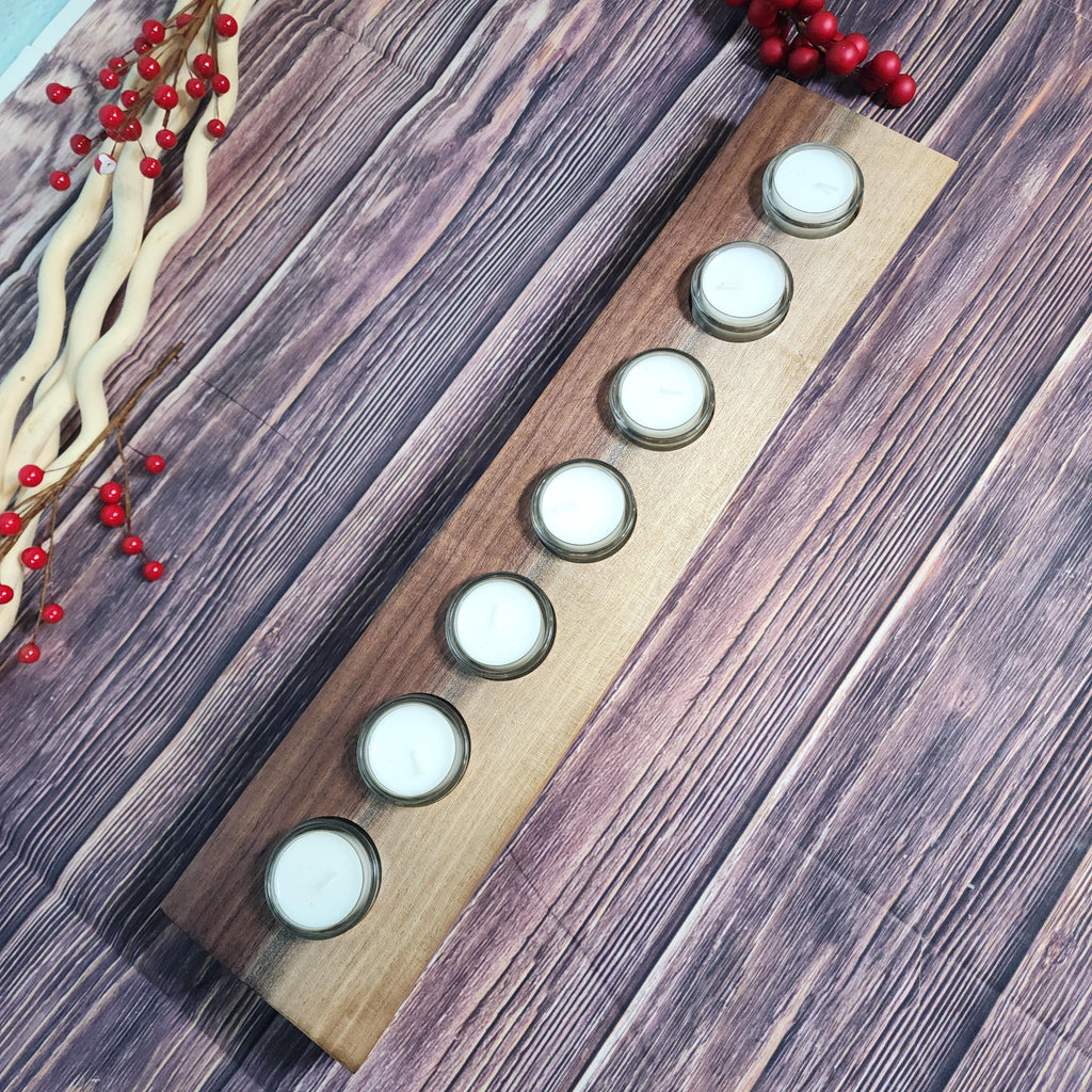 Live Edge Walnut Candle Holder Centerpiece - Large 7 Candles