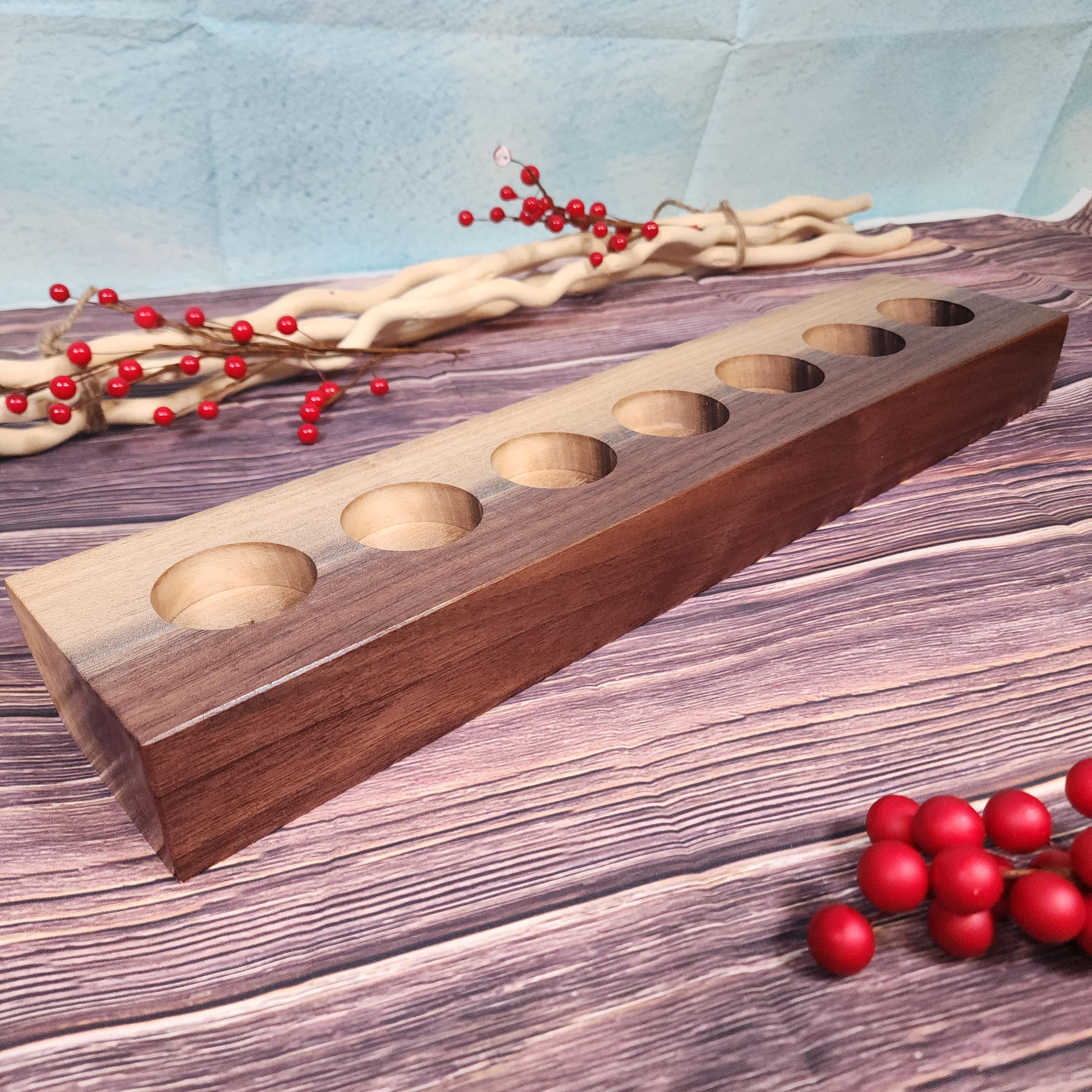 Live Edge Walnut Candle Holder Centerpiece - Large 7 Candles