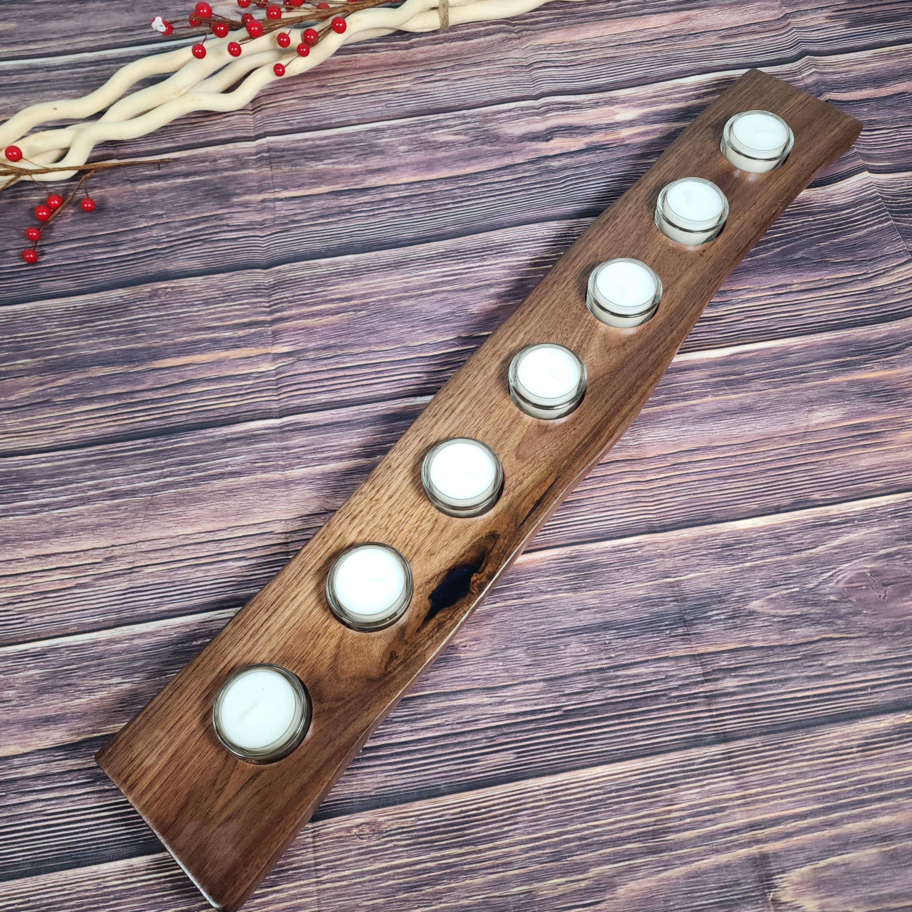 Large Live Edge Walnut Tealight Candle Holder Centerpiece